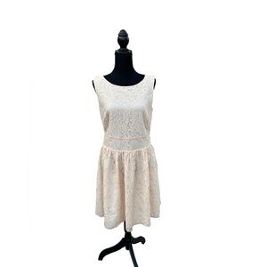 Ann Taylor LOFT elegant lace overlay dress cream size 8